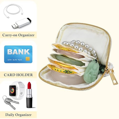 Jewelry Organizer Case, Small Travel Tweed Pouch, Portable(Lemon Yellow) - color: Lemon Yellow