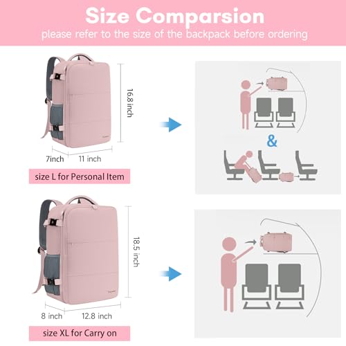Taygeer Laptop Backpack for Women, TSA Friendly 40l Carry On Mochila - color: Amourpink, size: X-Large