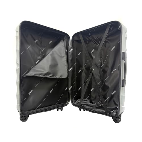 DUKAP RAV 24-Inch Medium Checked Hardside Spinner Luggage Durable Zippered Silver - color: Silver, size: 24 Inch