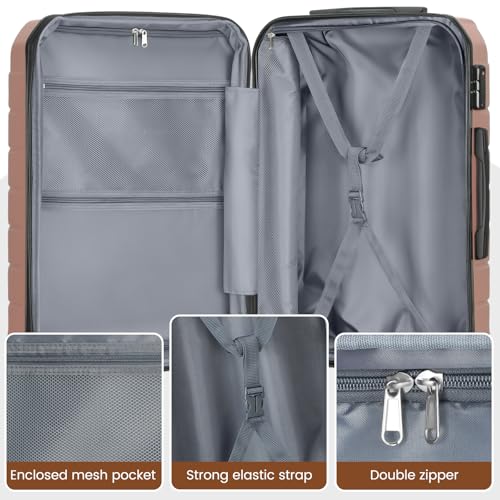 Luggage Sets 3 Piece Lightweight Hardshell Suitcase（Rose Gold - color: RPSE GOK