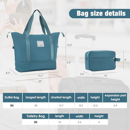 Softside Luggage Set, 3 Piece Expandable Spinner Suitcases with Duffel Bag and Toiletry Bag, TSA Lock, Lightweight Travel Luggage Set, 22/26/30 Inch - color: B - Green