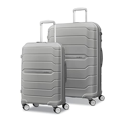 Samsonite Freeform 2-Piece Luggage Set - Carry-On & Large Checked Luggage with Dual Spinner Wheels - Durable Polypropylene Hardshell - TSA Lock, Airline-Approved - Expandable Hard Shell - Light Grey - color: Light Grey, size: 2-Piece Set (Carry-on/Large)