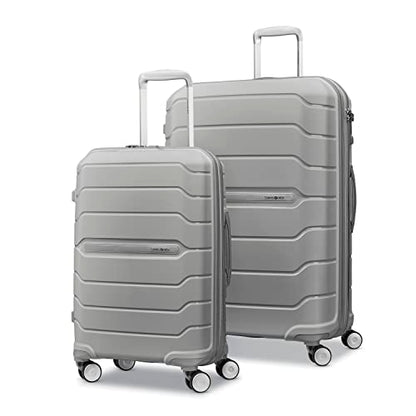 Samsonite Freeform 2-Piece Luggage Set - Carry-On & Large Checked Luggage with Dual Spinner Wheels - Durable Polypropylene Hardshell - TSA Lock, Airline-Approved - Expandable Hard Shell - Light Grey - color: Light Grey, size: 2-Piece Set (Carry-on/Large)