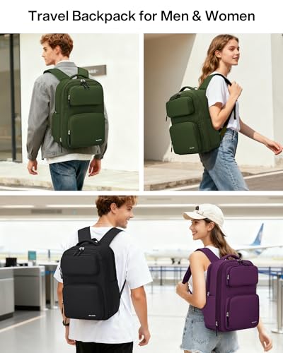 MILADA Travel Backpack, Expandable Carry On Backpack 28L-39L, Green - color: Green