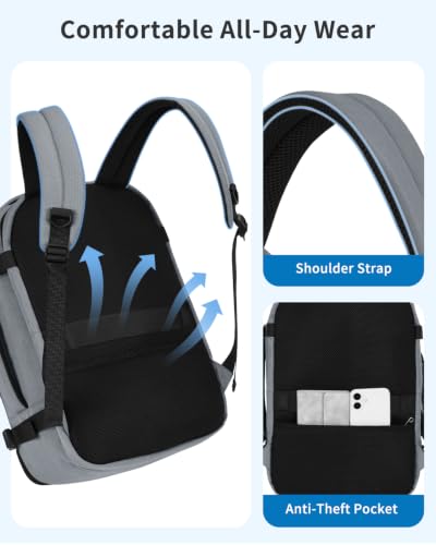 WANDF Personal Item Travel Bag 18x14x8, Carry On Laptop Backpack (Grey) - color: B-grey, size: 18x14x8