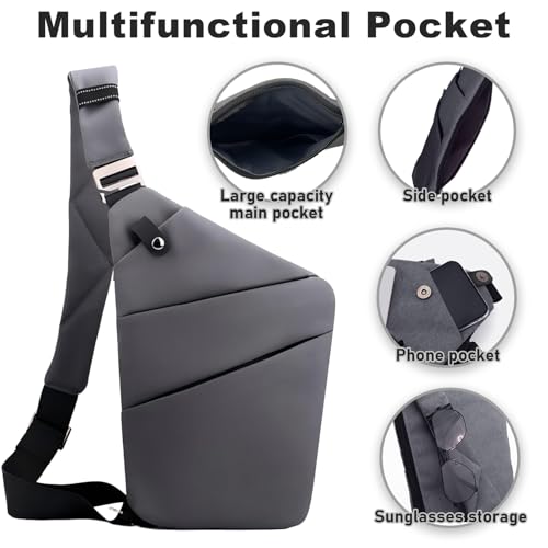 Anti Theft Travel Bag Sling Cross-body Bag Large Capacity - color: Dark Grey, style: Left Shoulder