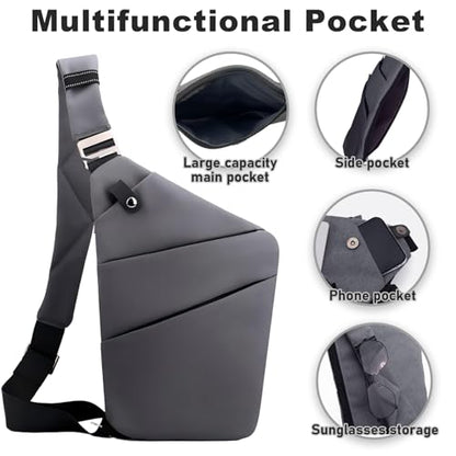 Anti Theft Travel Bag Sling Cross-body Bag Large Capacity - color: Dark Grey, style: Left Shoulder