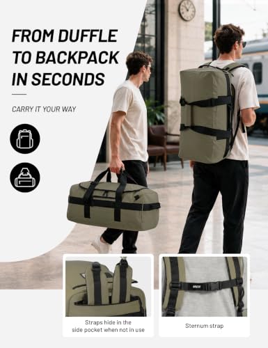 MIER 40L/60L/90L Water Resistant Backpack Duffel, Heavy Duty Duffle Bags - color: Dark Green, size: 40l