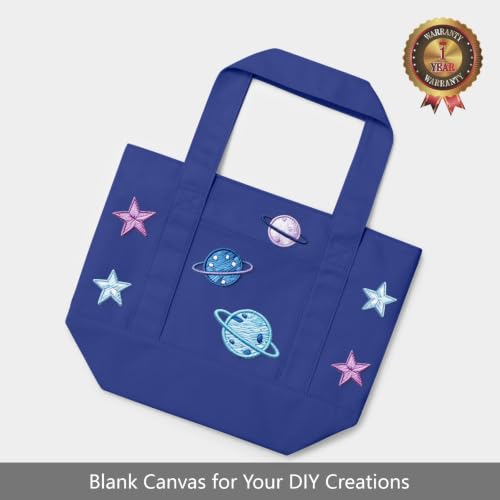 TOPDesign 1-Pack Small Canvas Tote Bag with an External Pocket, Reusable Bag, Top Zipper Closure, Daily Essentials (Blue) - color: Blue, size: Small