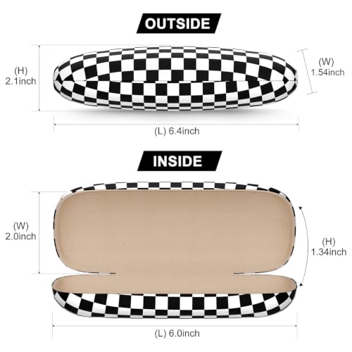 Eyeglasses Case, Hard Shell Protective Case for Glasses, Unisex for Women Men - color: Black Checkred