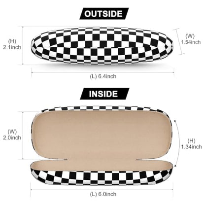 Eyeglasses Case, Hard Shell Protective Case for Glasses, Unisex for Women Men - color: Black Checkred
