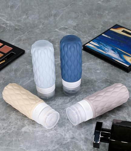 3.4oz Silicone Travel Bottles for Toiletries Refillable Liquid Accessories - color: Muted Cloudy-3.4oz