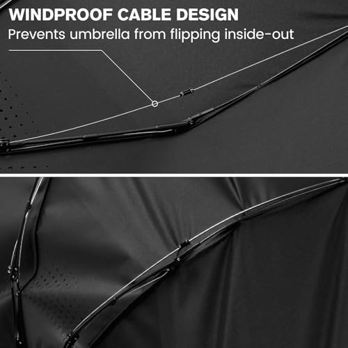 G4Free Windproof Travel Umbrellas for Rain 46inch Automatic Open - color: Black