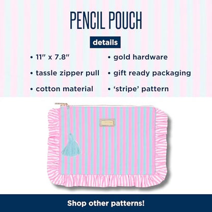 Lilly Pulitzer Quilted Ruffle Zipper Pouch, Pink & Blue Stripe - color: Stripe