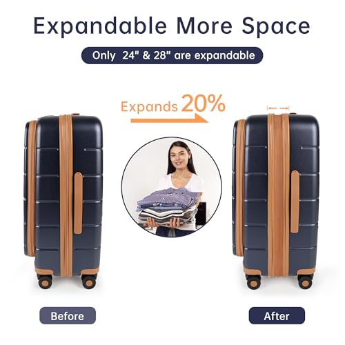 24'' Luggage,Hardside Suitcase w/Spinner Wheels,TSA LOCK - color: Blue, size: 24" Mid-Checked