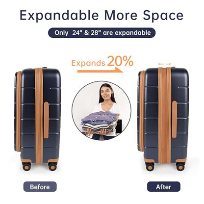 24'' Luggage,Hardside Suitcase w/Spinner Wheels,TSA LOCK - color: Blue, size: 24" Mid-Checked