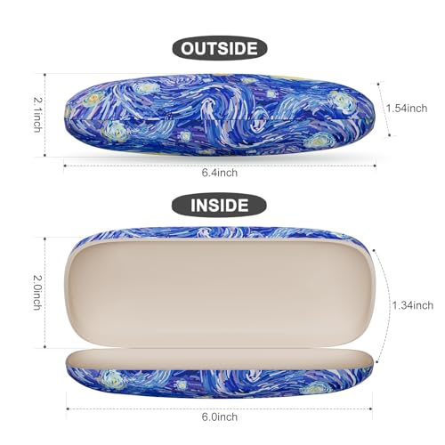 Eyeglasses Case, Portable Hard Shell Protective Case for Glasses, Eyeglass Holder Box for Women with Cleaning Cloth - color: Starry Night