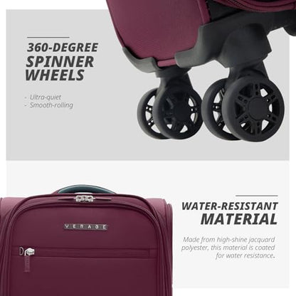 Verage Underseat Carry On Luggage with Wheels,14.5-Inch,Grape red - color: Grape red, size: 14.5-Inch Plus Underseat