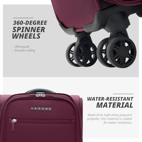 Verage Underseat Carry On Luggage with Wheels,14.5-Inch,Grape red - color: Grape red, size: 14.5-Inch Plus Underseat