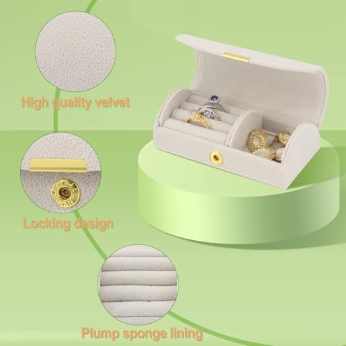 Small Jewelry Box, Mini Travel Jewelry Case Grey Velvet - color: Mini - Grey