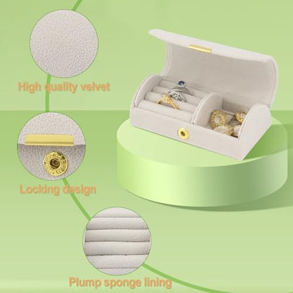 Small Jewelry Box, Mini Travel Jewelry Case Grey Velvet - color: Mini - Grey