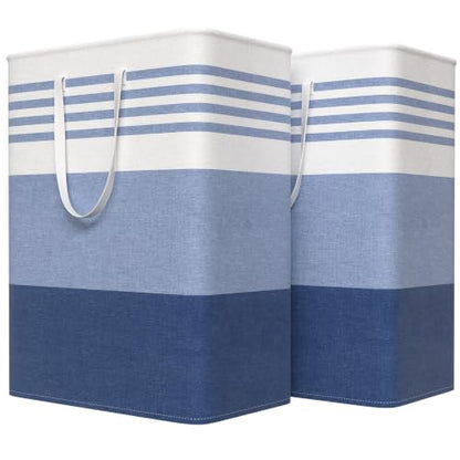 WOWBOX 2 Pack Laundry Baskets, Collapsible Dirty Clothes Laundry Hampers - color: Blue, size: 125L
