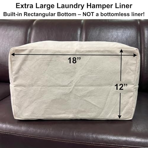 Laundry Basket Liner Replacement Bag,Large Heavy Duty Bag 18"WX10.2"DX35.5H - color: Beige,2pcs