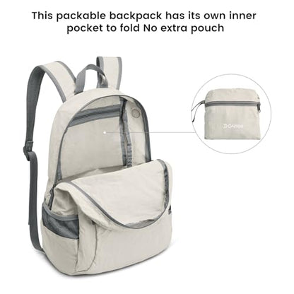 G4Free 20L Lightweight Packable Backpack Travel Hiking Daypack Foldable Backpack for Men Women - color: A-beige, size: 20L