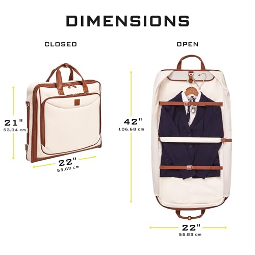 ZEGUR Premium travel garment bag. Carry-on for Men & Women. Hangs 4 Items - color: Beige