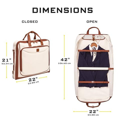 ZEGUR Premium travel garment bag. Carry-on for Men & Women. Hangs 4 Items - color: Beige