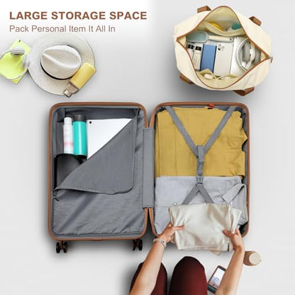 Kono Suitcase Set 3 Piece Luggage Set Expandable with Spinner Wheels - color: Cream White, size: 6-piece set (Db/Tb/12/20/24/28)