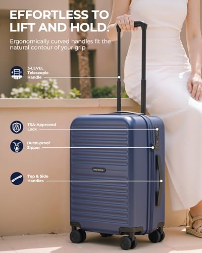 LONG VACATION Luggage Sets, 3 Piece, Durable Suitcase with Spinner Wheels - color: Blue, size: 3 Piece Set