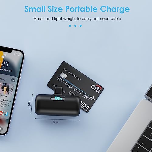 [2팩]아이폰 14/13용 소형 휴대용 충전기, 업그레이드된 5000mAh PD 고속 충전 보조 배터리, 아이폰 14/14 프로 맥스/13/13 프로/12 프로/11/XR/X/8/7/6과 호환되는 미니 휴대용 휴대폰 충전기 블랙+블루 - color: 블랙+블루.
