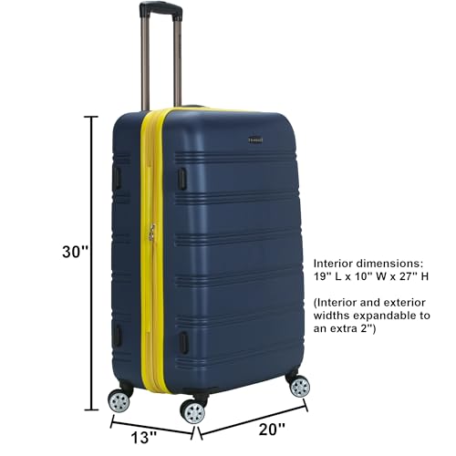 Rockland Melbourne Hardside Expandable Spinner Wheel Luggage, Checked Large 28", Navy - color: Navy, size: Checked Large 28"
