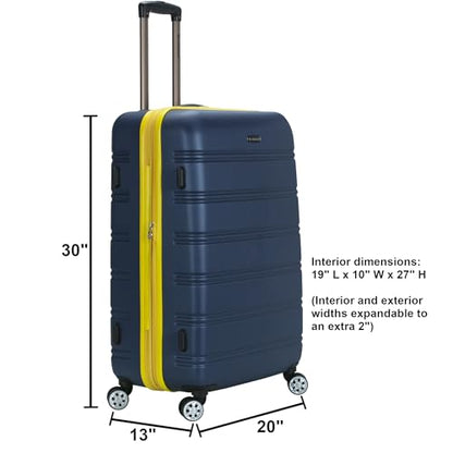 Rockland Melbourne Hardside Expandable Spinner Wheel Luggage, Checked Large 28", Navy - color: Navy, size: Checked Large 28"