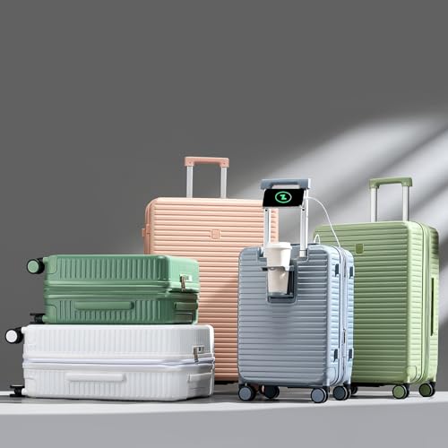 HanTrip Hard Case 24 Inch Check in Luggage with Wheels, Caribbean Blue - color: Caribbean Blue, size: Expandable 24 Inch