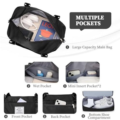 Weekender Bags for Women, Carry-On Overnight Travel Duffel Bag - color: Black, size: Extra Large