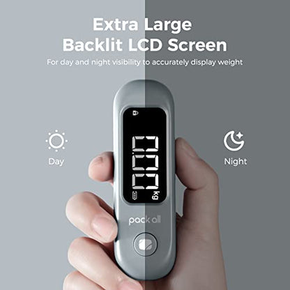 pack all Digital Luggage Scale for Travel, 110Lbs Capacity, 0.1Lb Precision - color: Rock Grey
