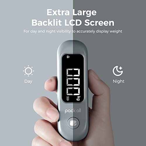 pack all Digital Luggage Scale for Travel, 110Lbs Capacity, 0.1Lb Precision - color: Rock Grey