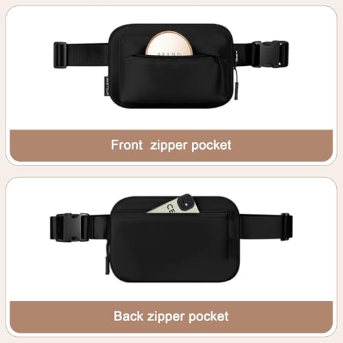 Two Way Zipper Fanny Pack for Women Men, Lightweight Crossbody Bag - color: 1. Black