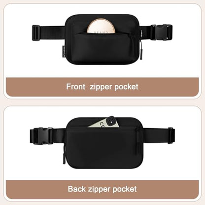 Two Way Zipper Fanny Pack for Women Men, Lightweight Crossbody Bag - color: 1. Black