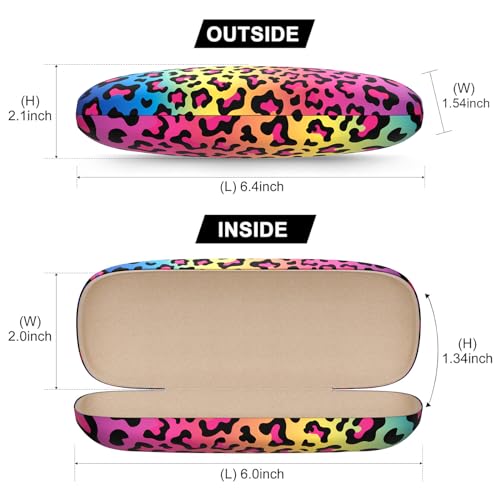 Eyeglasses Case, Hard Shell Protective Case for Glasses, Unisex for Women Men - color: Colorful Leopar