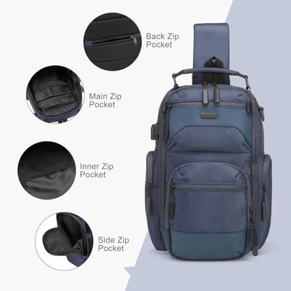 Sling Bag for Men Travel Crossbody Bag Men Casual Chest Pack - color: Blue