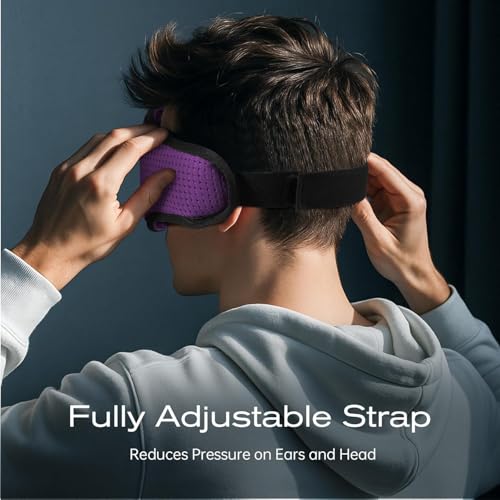Sleep Mask with Bluetooth 5.4 Headphones, Sleeping Headphones for Side Sleepers, Wireless Music Eye Mask Speakers for Men, Women, Tech Gifts, Purple - color: Purple