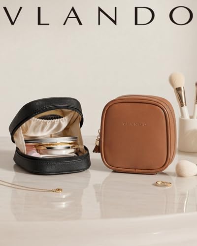 VLANDO Mini Pouch for Purse, Water-Resistant Makeup Bag with Pockets,Black - color: Mini-Black