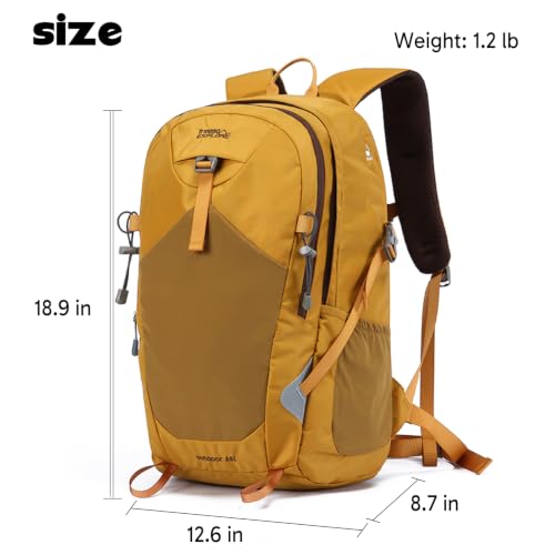 30L Lightweight Hiking Backpack, Travel Daypack with Pole Holder, Yellow - color: 30l-yellow