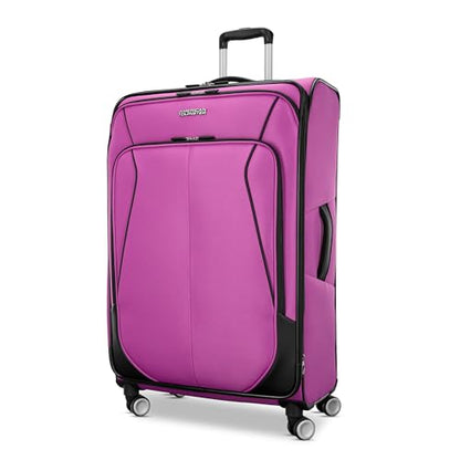 American Tourister 4 KIX 3.0 Checked-Large Softside Expandable Luggage with 4 Spinner Wheels, Hyper Violet - color: Hyper Violet, size: Large