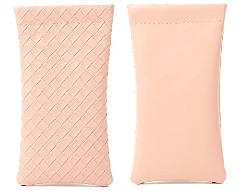 Vemiss 3 Pack Glasses Case, Squeeze Top Soft Sunglasses Pouch - color: Light Grey Pink Green
