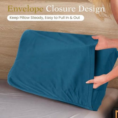 Cooling Contour Cervical Pillowcase, Teal, 24x14x5/3.7 Inches, 1 Piece - color: Teal