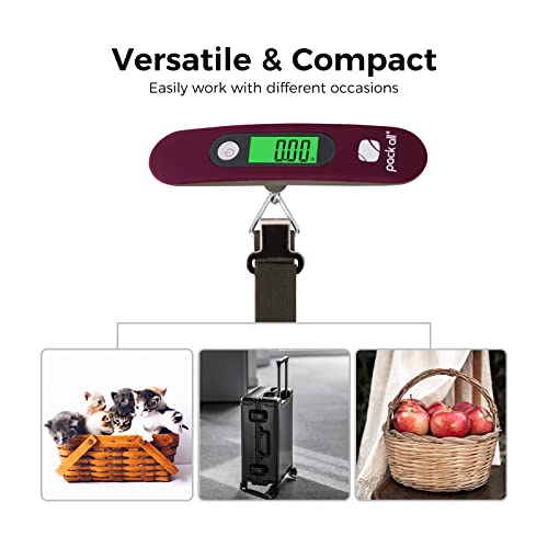 pack all Digital Luggage Scale for Travel, 110Lbs Capacity, 0.1Lb Precision - color: Red